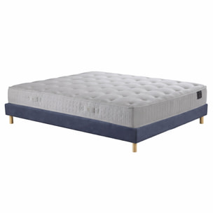 Ensemble matelas ressorts PULSAR, mémoire de forme, H27 cm, sommier bleu