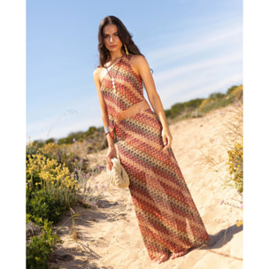 Falda midi punto calado