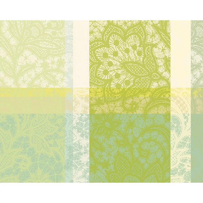 Set pur coton motif jacquard vert Mille dentelles prairie