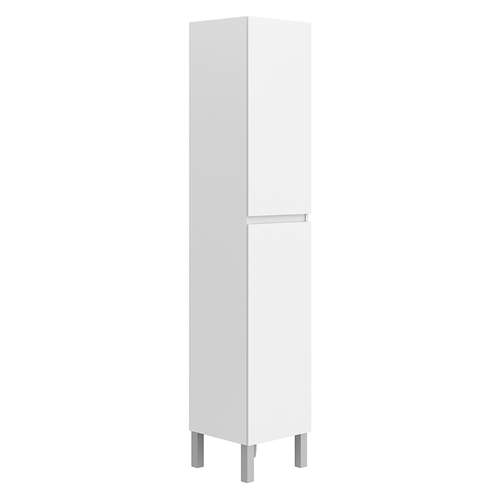 Mobile Alto Da Bagno Con 2 Ante E 6 Ripiani Salvaspazio Colonna Verticale Porta Asciugamani E Accessori 182 x 30 x 35 cm Bianco