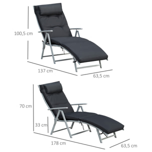 Transat pliable inclinable 7 positions matelas inclus