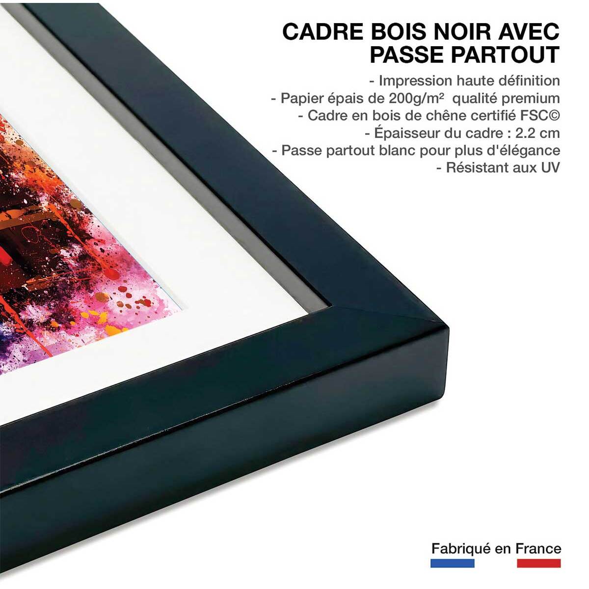 Poster the new yorker flash vision Affiche + cadre en bois - Noir