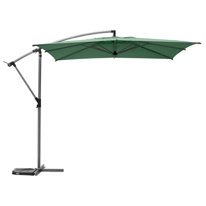 Parasol déporté carré "Manoa" vert olive D2,5x2,5m en acier