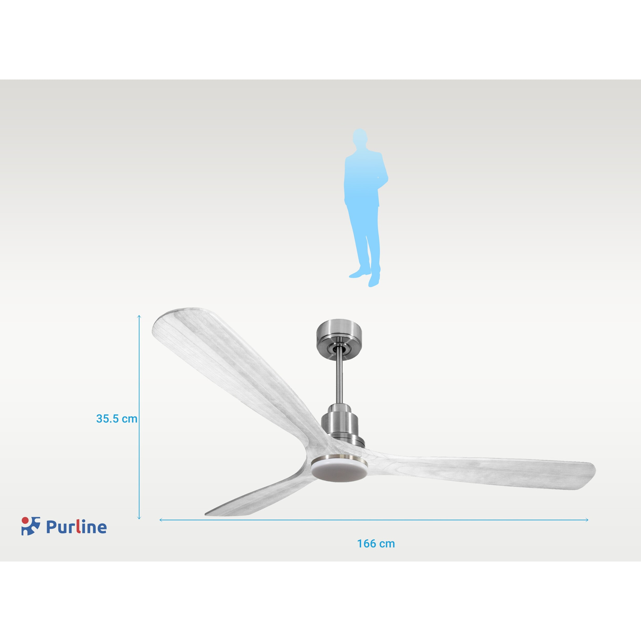 Ventilador de techo Modo Invierno/Verano Termostato Dimable Wifi Motor DC Techos Inclinados Mando a Distancia Luz tres tonos Hypersilence Memoria MadeiraD166C04LED64552 PURLINE