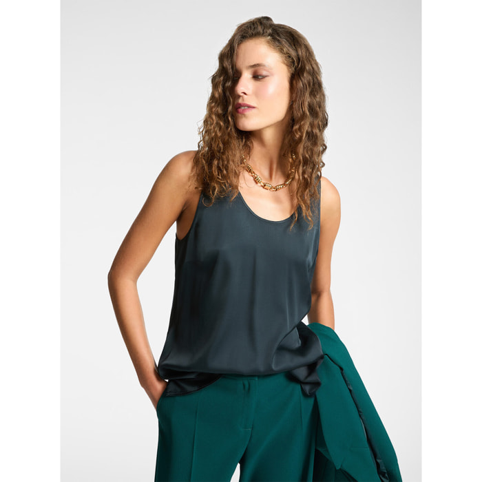 Elena Mirò - Top de raso - Azul