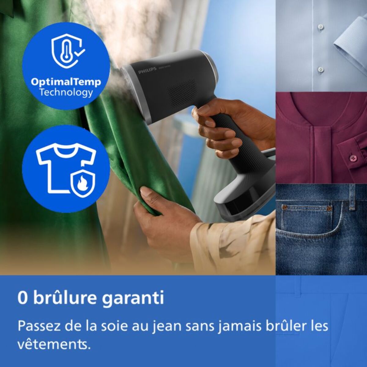 Défroisseur vapeur PHILIPS STH8040/80 Technologie AirStretch à aspiration - Steamer 8000 Noir - 2 réservoirs amovibles