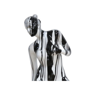 Statue femme en résine blanche peinture argentée, noire H58cm - NIKI 01