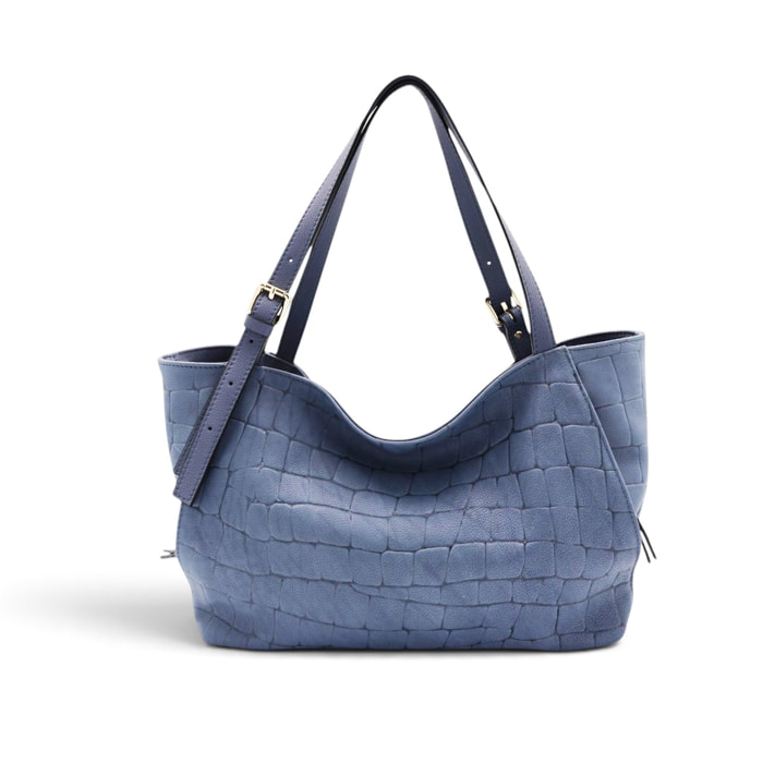 Borsa a Spalla Cheval Firenze Sarin Croc Blu Pervinca