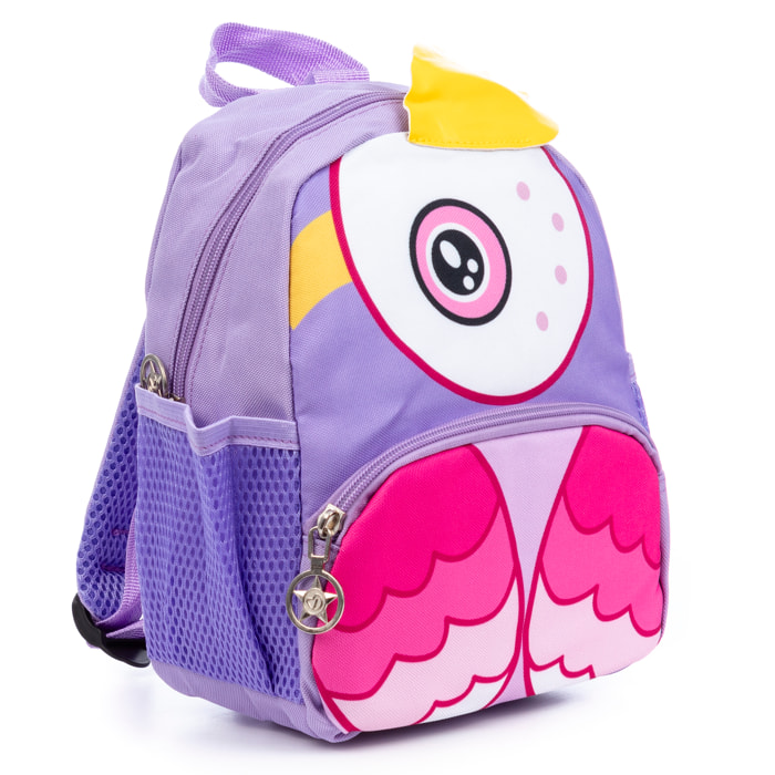 Mochila infantil con diseño de Pájaro. Con hombreras acolchadas, transpirables y ajustables.