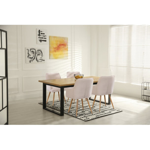 Lot de 2 chaises en velours côtelé  "Mayra" - 60 x 56 x 88 cm - Beige