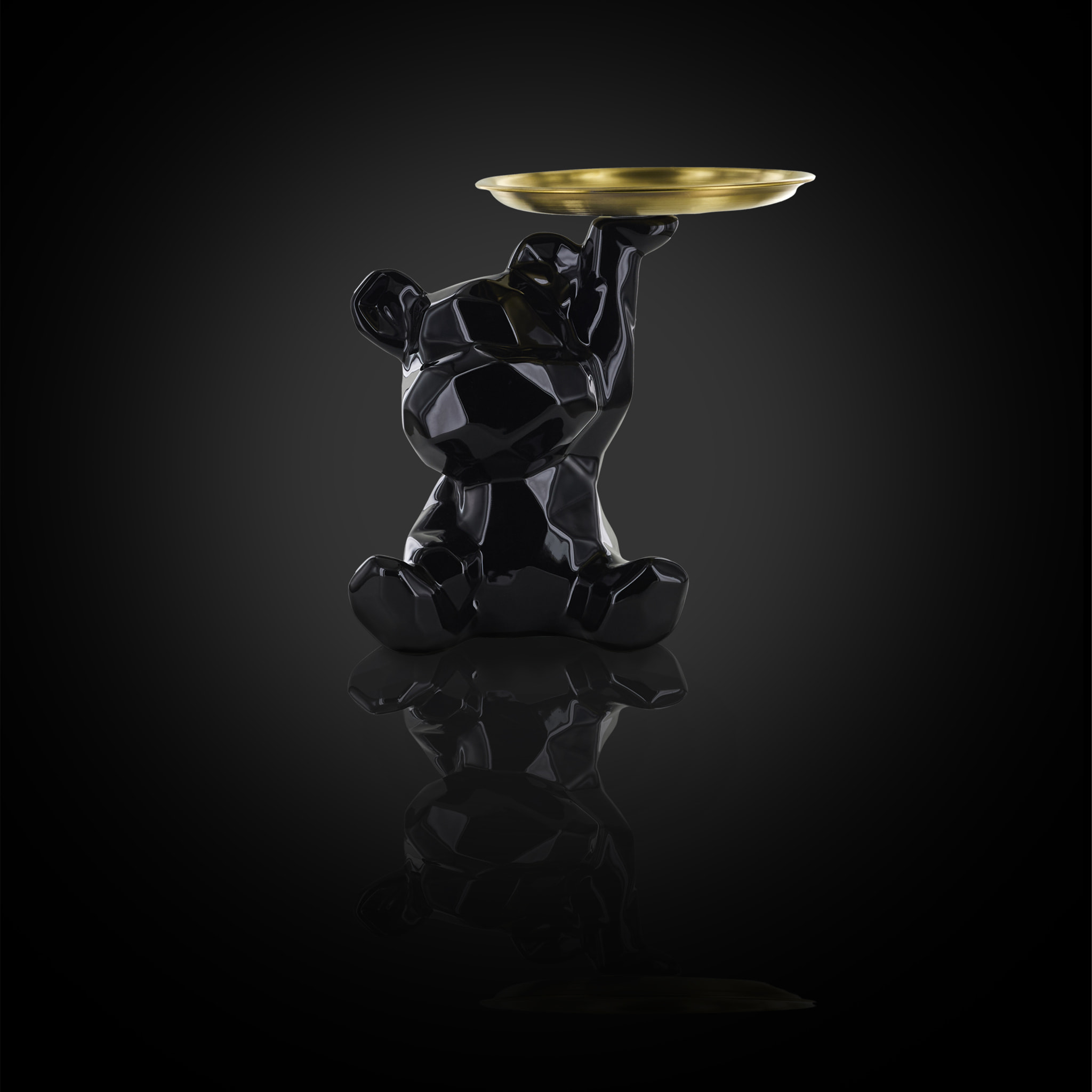 Statue Ourson Vide Poche Noir H12cm