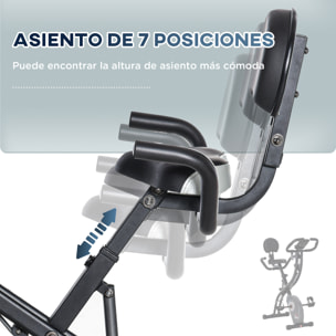 Bicicleta Estática Plegable Resistencia Magnética Ajustable de 8 Niveles con Sensor de Pulso Pantalla LCD Sillín Regulable Respaldo Bandas para Entrenamiento en Casa 107x53x107 cm Negro