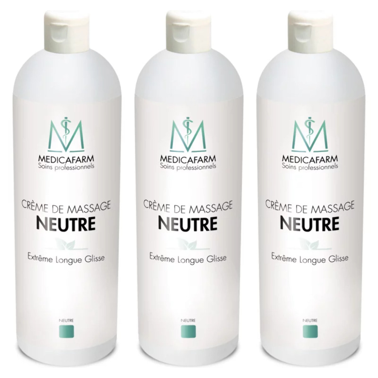 MEDICAFARM - Crème de massage neutre extrême longue Glisse - Très bonne glisse - Texture hydrosoluble - Lot de 3 flacons de 1L