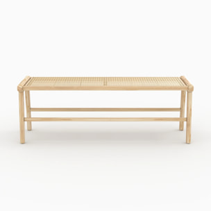 Banc 120 cm en bois de teck et cannage - Kuna