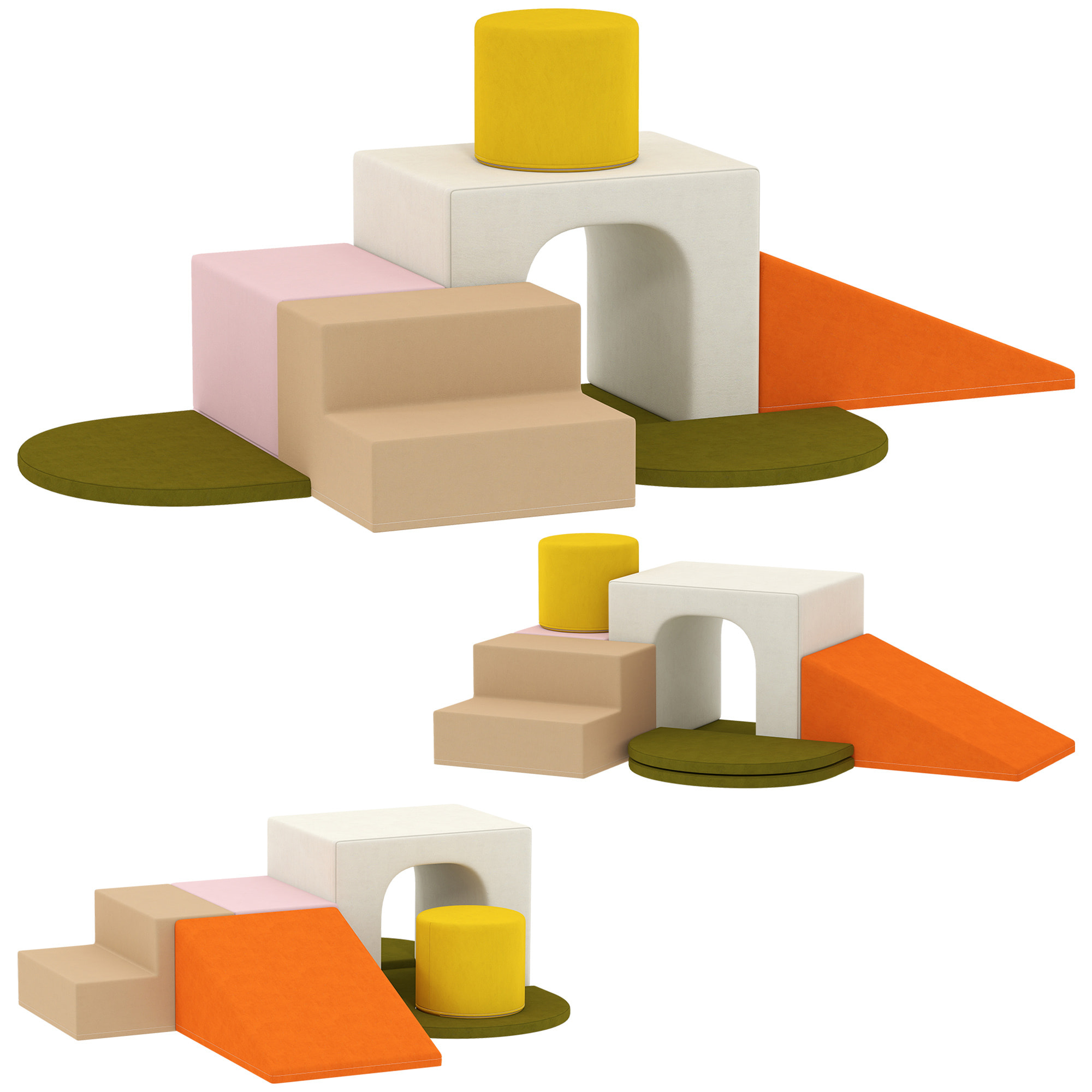 Parcours motricité bébé 8 pièces mousse EPE déhoussable tissu multicolore
