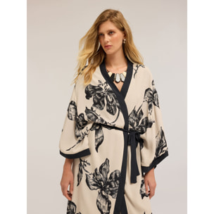 Motivi - Kimono de viscosa con estampado - Blanco