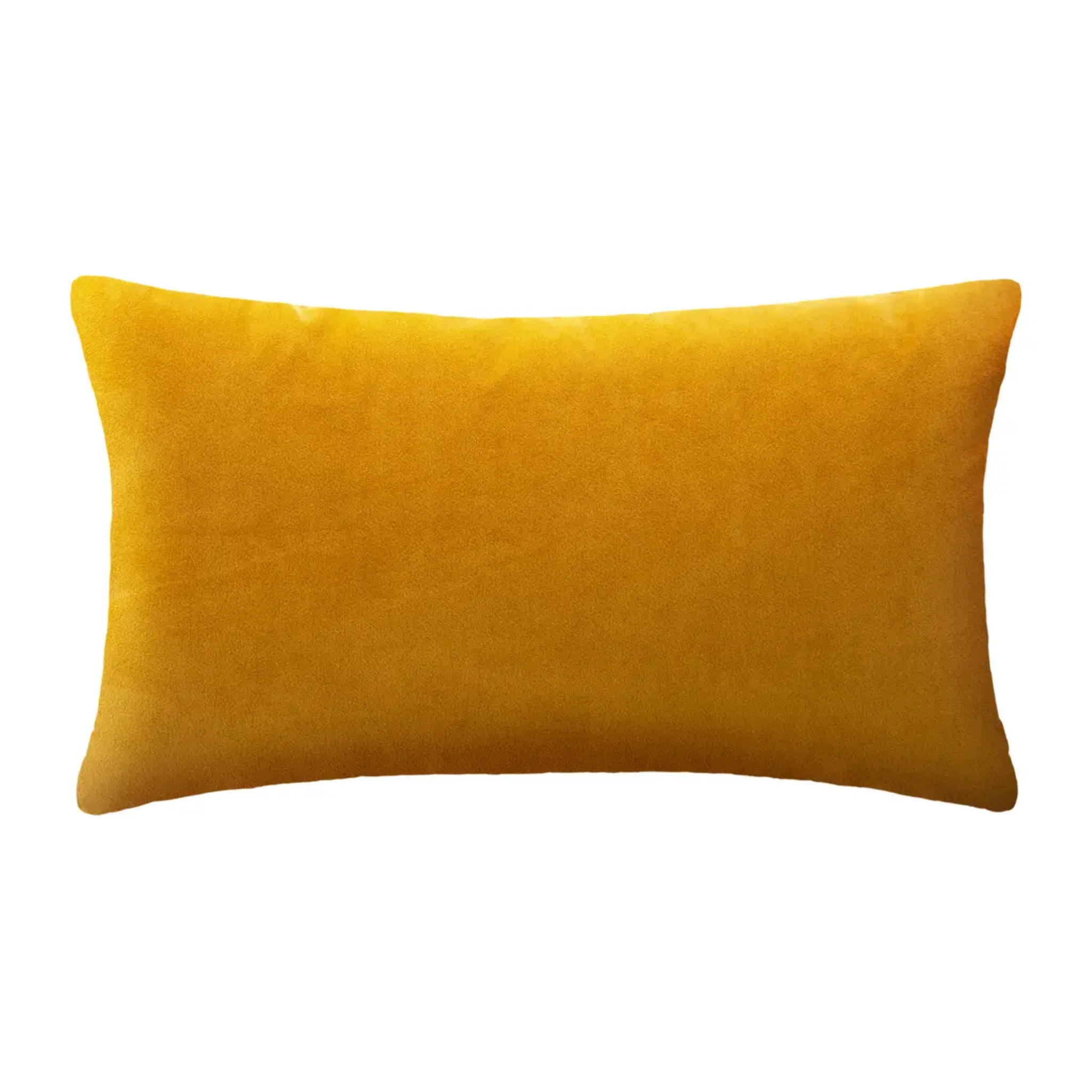 Coussin "Tropic" en velours jaune moutarde et doré 30x50 cm