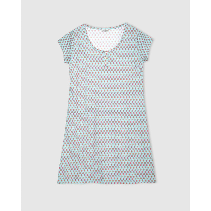 Camisón corto de algodón vega agua marina