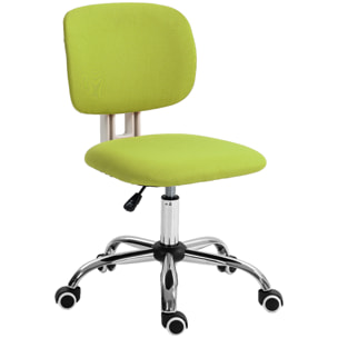 Silla de Oficina sin Brazos Silla de Escritorio Giratoria Tapizado de Tela con Altura Ajustable Estilo Moderno Carga 120 kg 48x53x80-90 cm Verde Lima