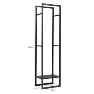 Range bûches vertical 170cm avec étagère et accessoires