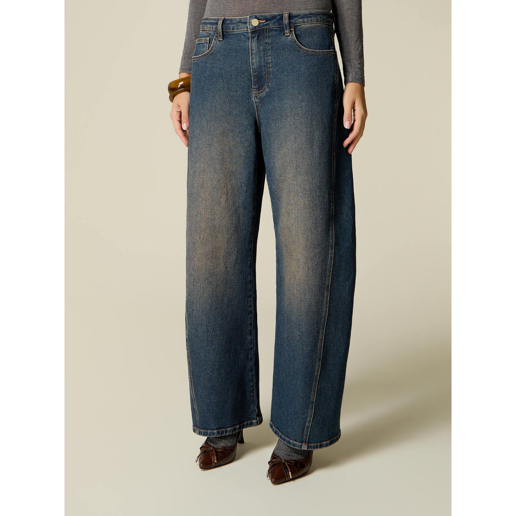 Oltre - Jeans wide leg barrel - Blu