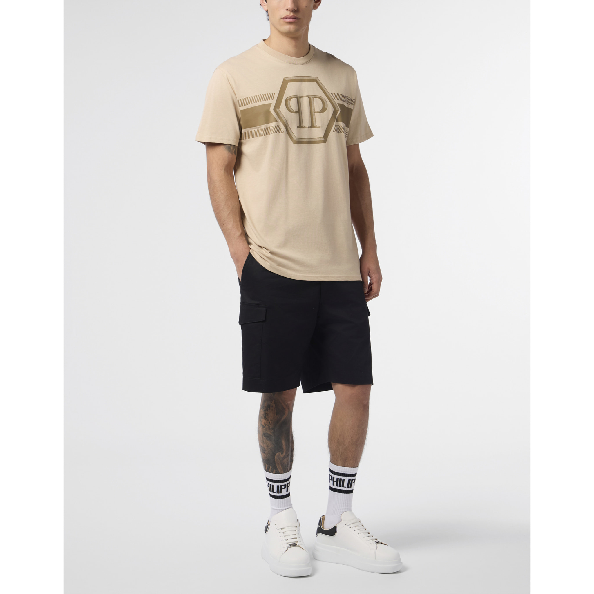 PHILIPP PLEIN Round Neck T-Shirt Hexagon Line