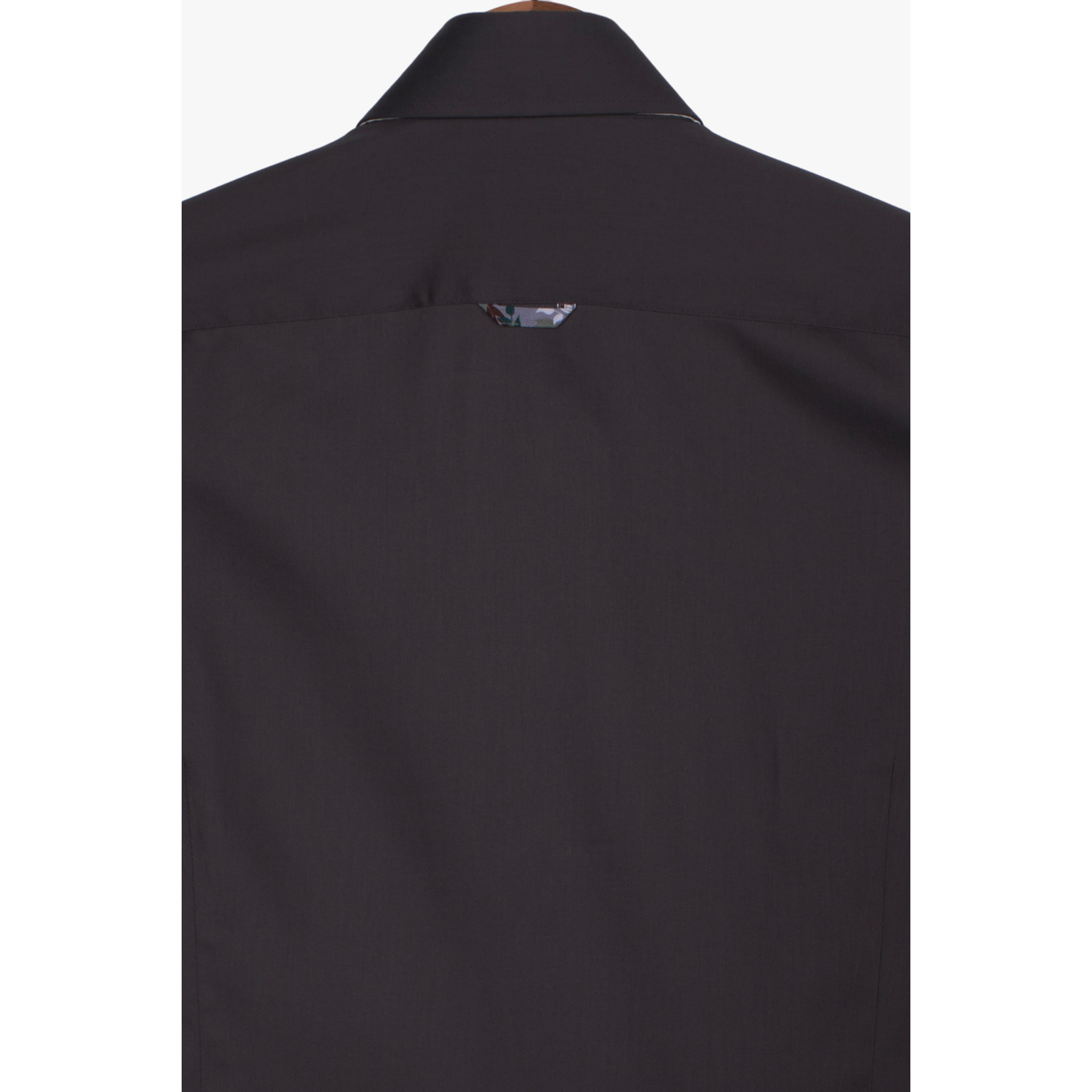 Camicia Uomo 2 Bottoni Button Down Slim Satin Unito Grigio Scuro