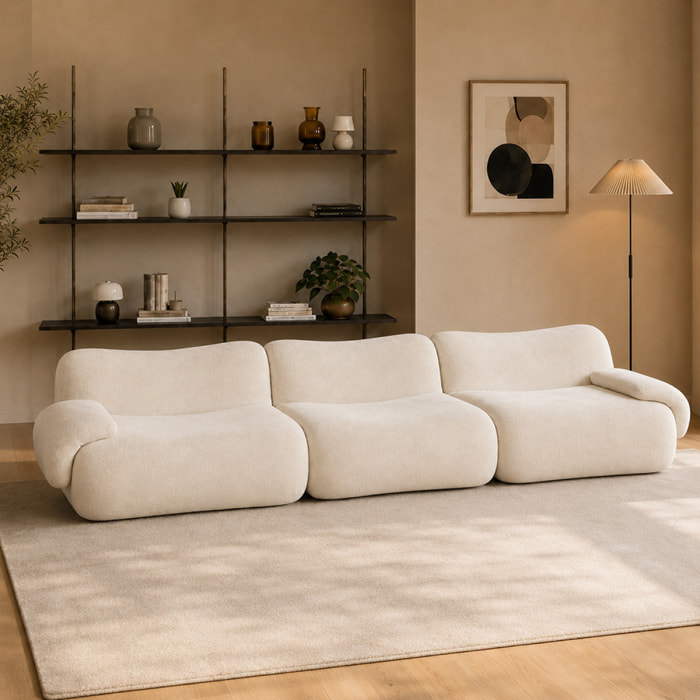 Canapé compressé 4 places en velours beige SWING
