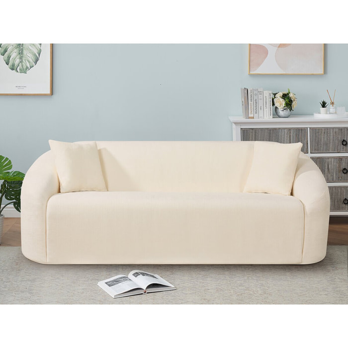 Canapé droit fixe en tissu "Ondine" - 3 places - Beige