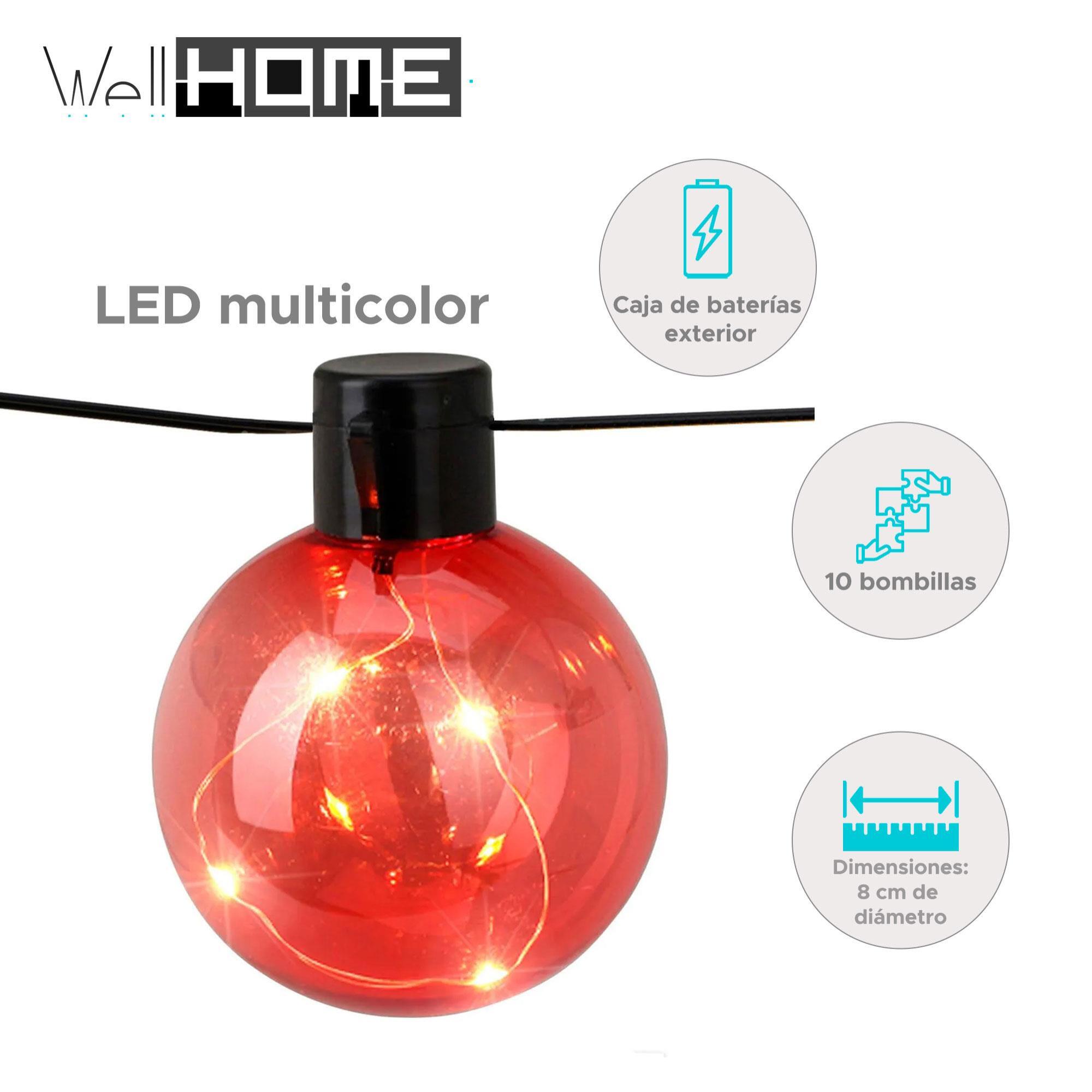 Guirnalda de luces led multicolor con temporizador y 10 bombillas