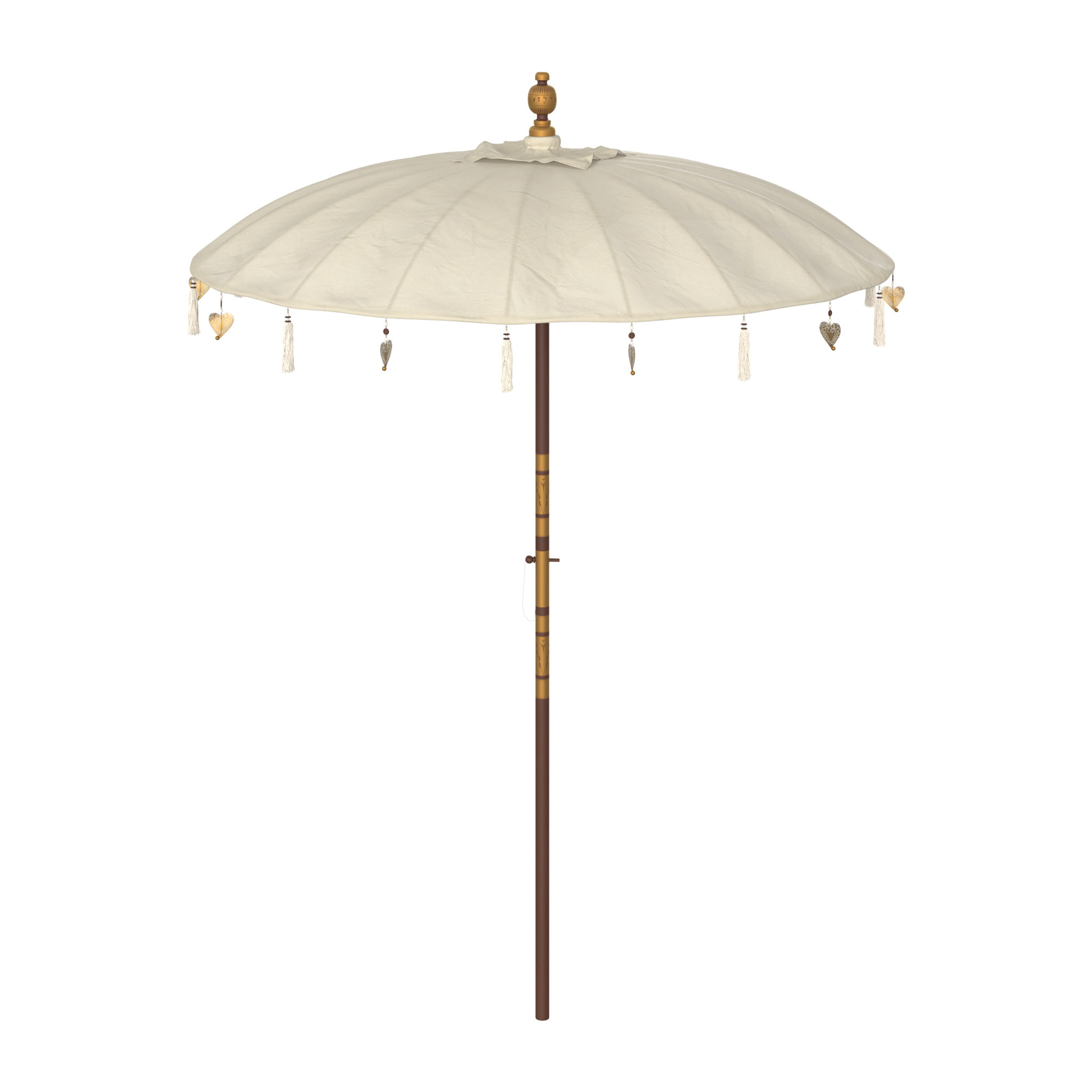 Parasol en bois de cocotier et tissu crème - Ali