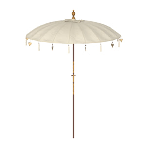 Parasol en bois de cocotier et tissu crème - Ali