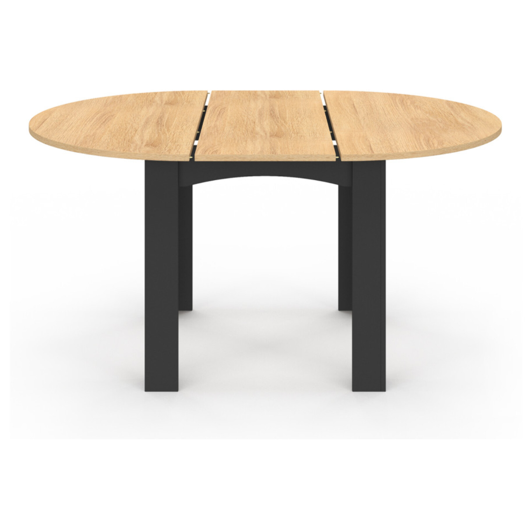 Table repas Dina plateau extensible 110-150cm rond et pieds noirs