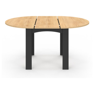Table repas Dina plateau extensible 110-150cm rond et pieds noirs