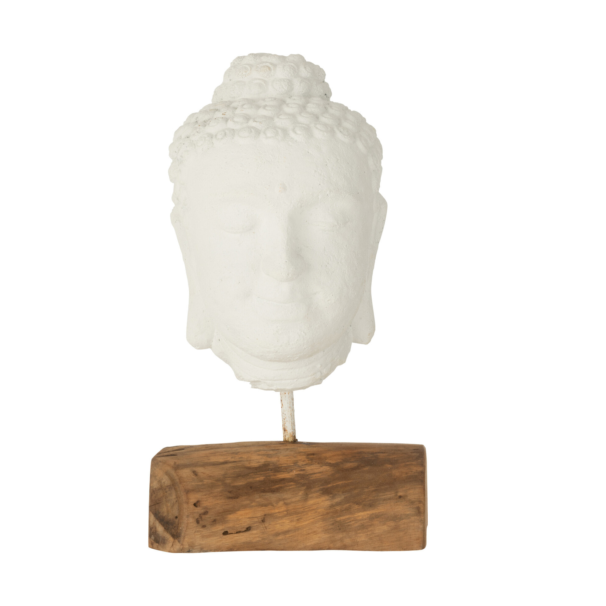 J-Line décoration Tête - bois/ciment - blanc/naturel