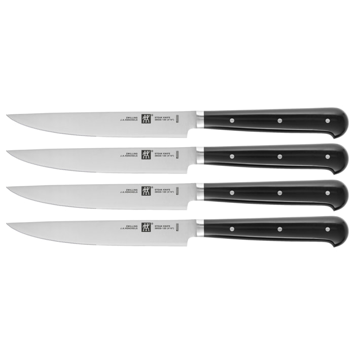 ZWILLING Set de Couteaux À Steak (4 pièces), Longueur : 29 cm, Acier Formule Spéciale, Manche Noir, série Steak-Sets