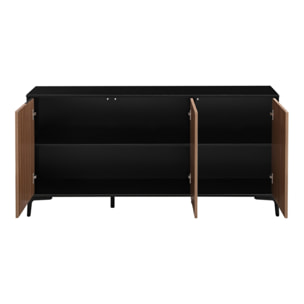 Credenza moderna 3 ante in legno noce e nero 150