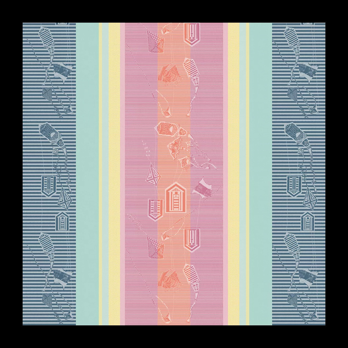 Nappe enduite jacquard Mille eole marin
