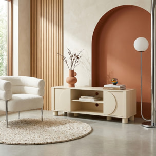 Meuble TV décor bois 2 portes réversibles 155cm PONDI