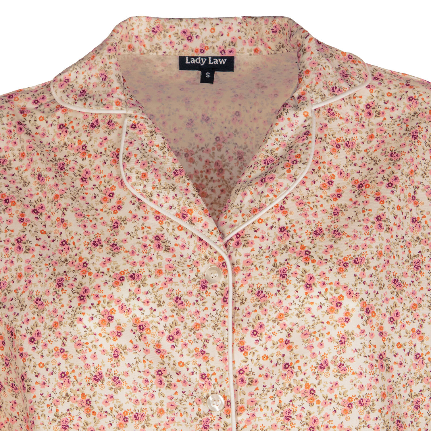 Pigiama leggero DONNA cotone fiori rosa e marroni