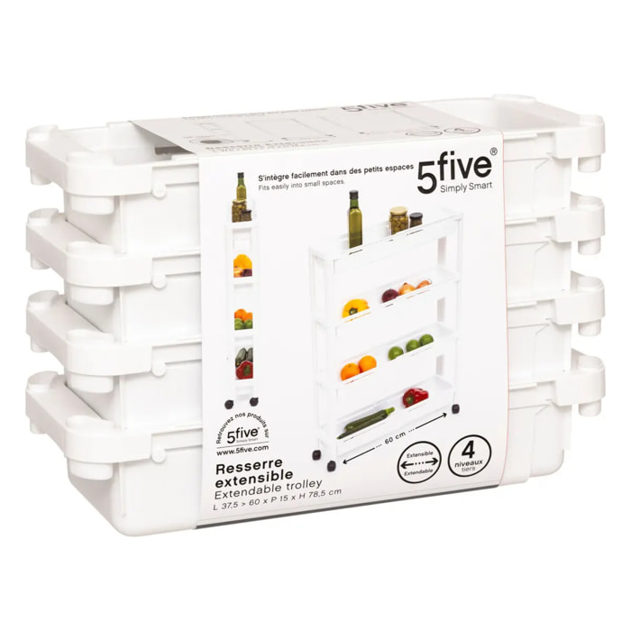 Desserte extensible 4 niveaux blanc