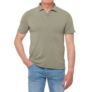 Polo color liso LOVINA algodón piqué Verde militar