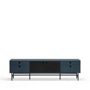 Mueble de televisión Punto 2 puertas y 4 cajones gris antracita y negro