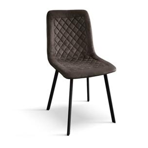 Set di 4 sedie NOHO in velluto marrone e gambe in metallo antracite