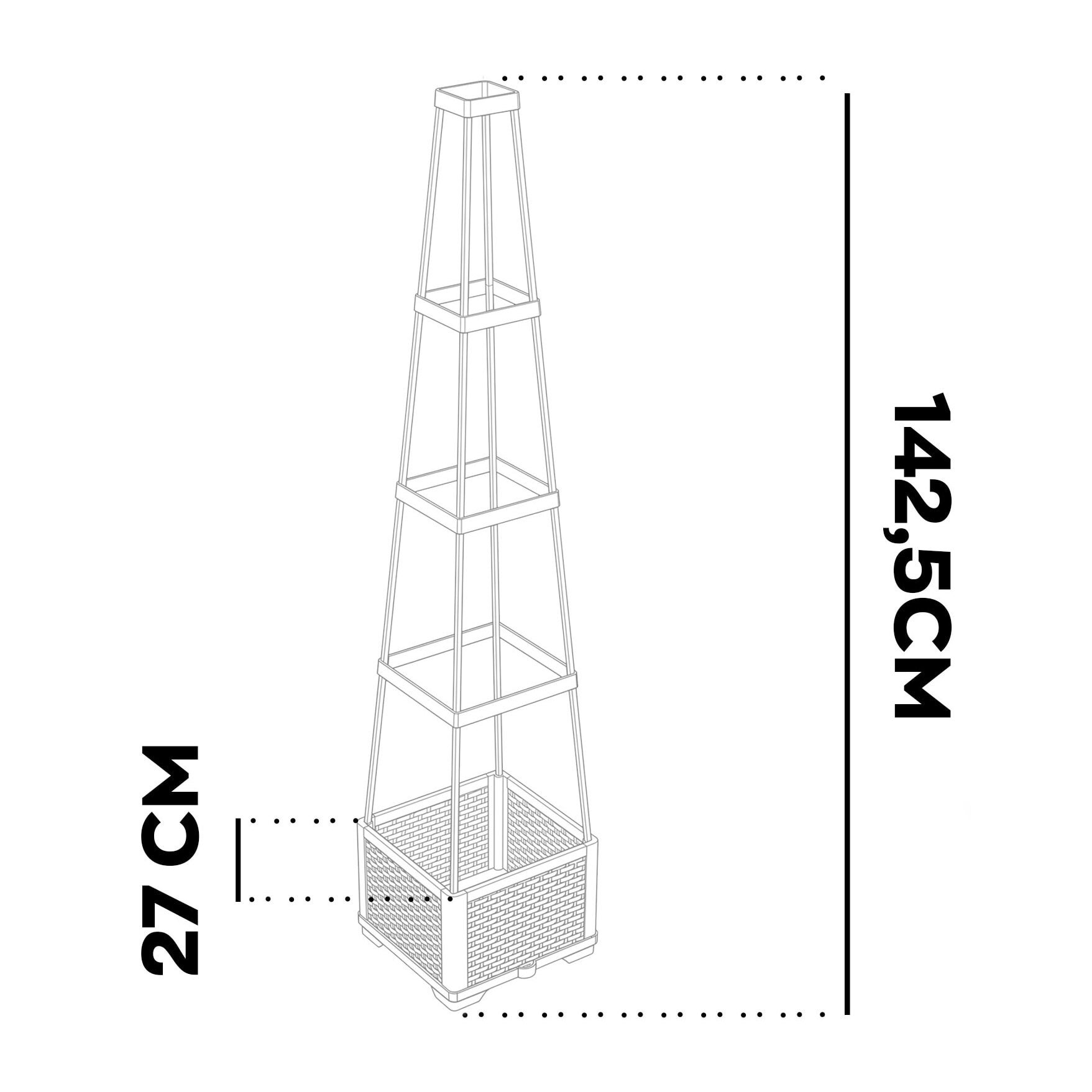 Kiri - Set 2 Vasi Fioriere per Piante di Pomodoro Rampicanti 27x 142,5 cm Autoirrigante in Plastica Nero
