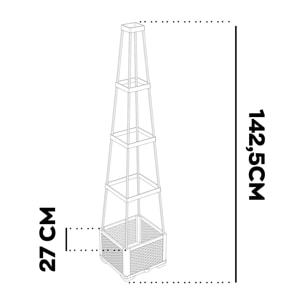 Kiri - Set 2 Vasi Fioriere per Piante di Pomodoro Rampicanti 27x 142,5 cm Autoirrigante in Plastica Nero