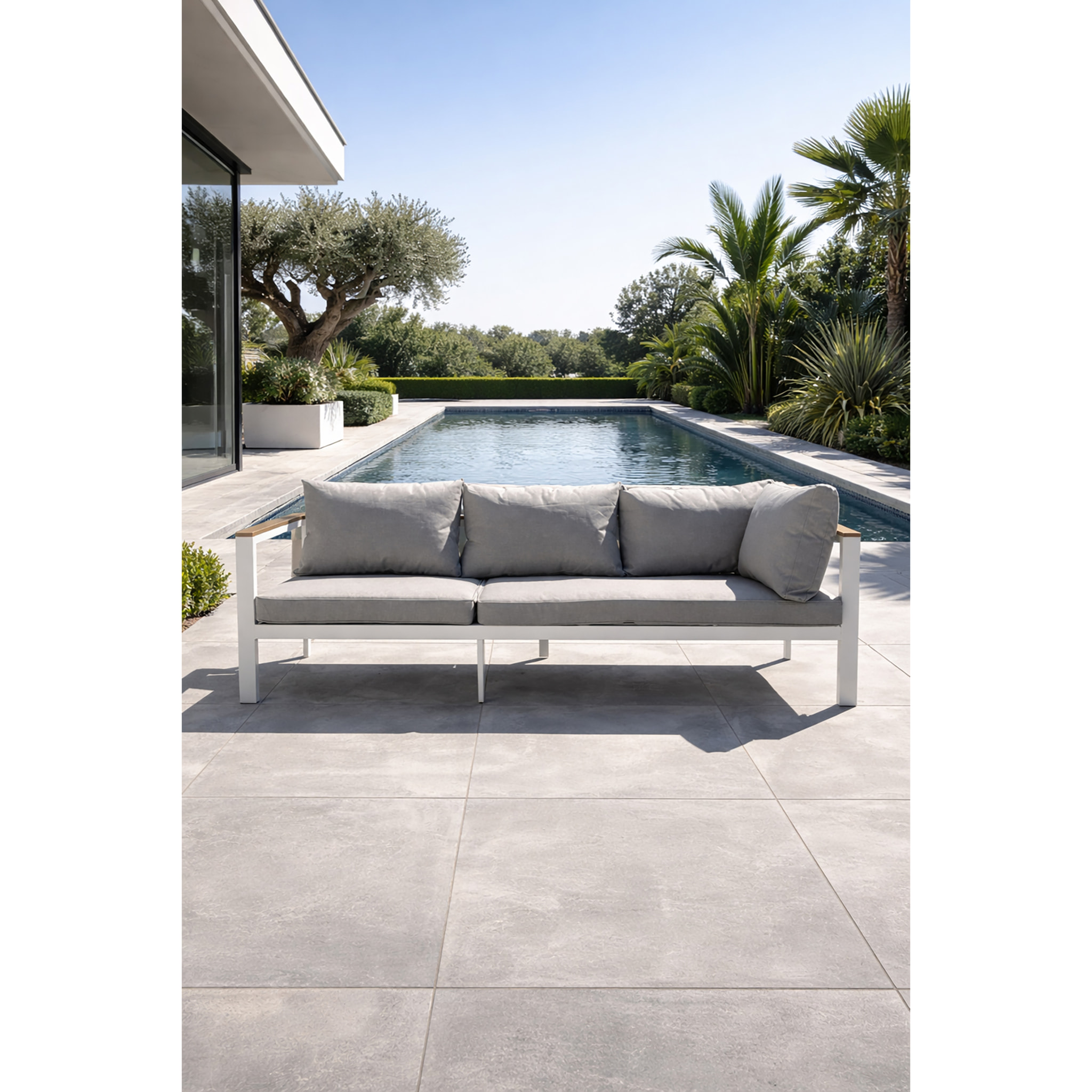 MAJARI - Ensemble repas de jardin 9 places - Blanc