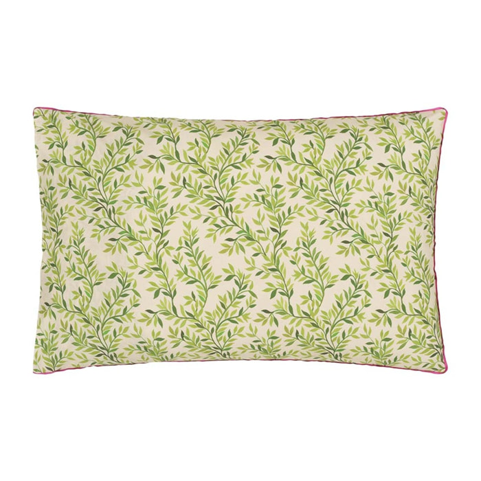 Taie d'oreiller imprimée en percale de coton, IKEBANA DAMASK , Vert clair