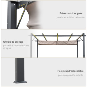 Pérgola de Aluminio Gazebo Cenador 3x3m Jardín Patio Terraza con Techo Retráctil