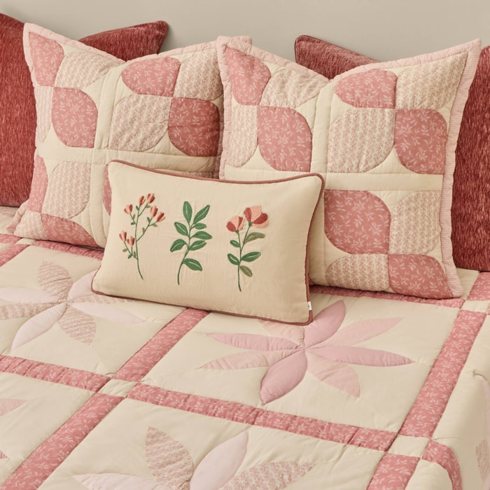 Edredón patchwork 250 g reversible Ritpatcolha color rosa 100% Algodón